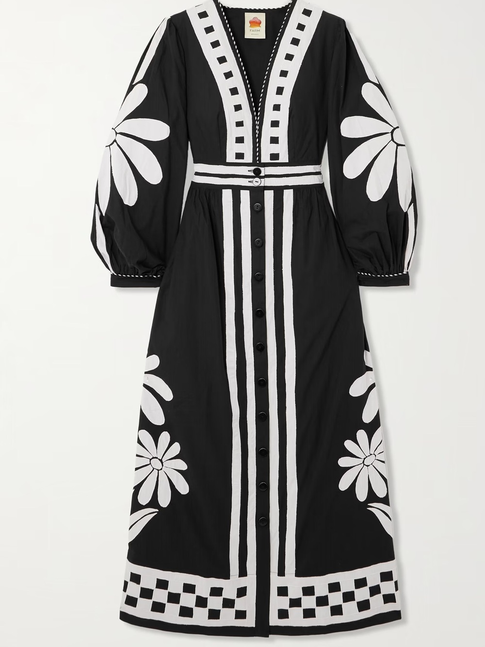 Farm Rio Black Nature Buttoned Maxi Dress - Picture 3 of 8
